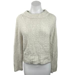 Zara Women's Ivory Pullover Mock Neck Tight Knit Long Sleeve Sweater Top Size M